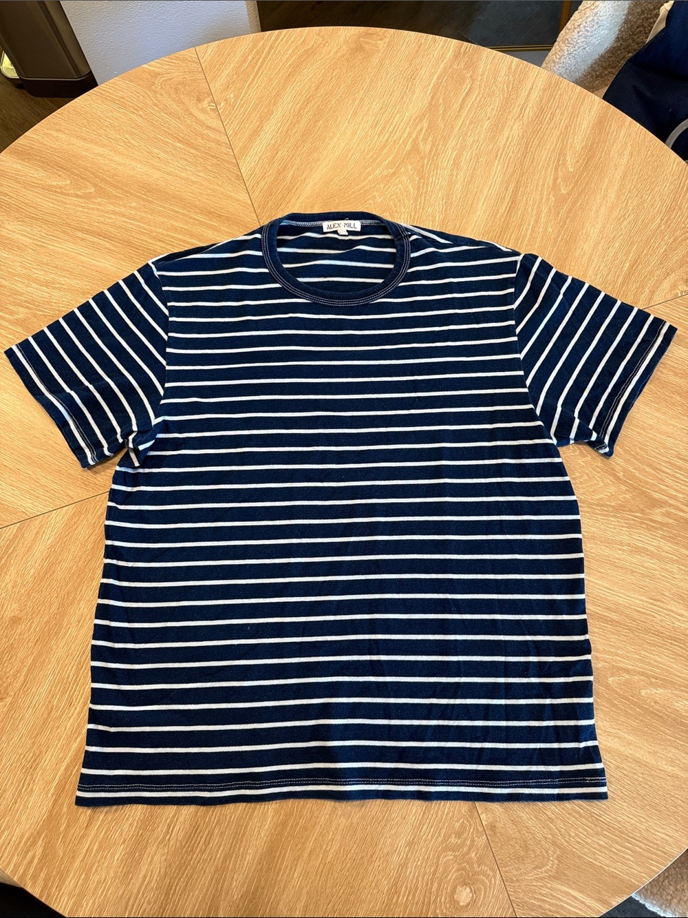 Alex Mill Navy and White Striped Short Sleeve Crew Tee